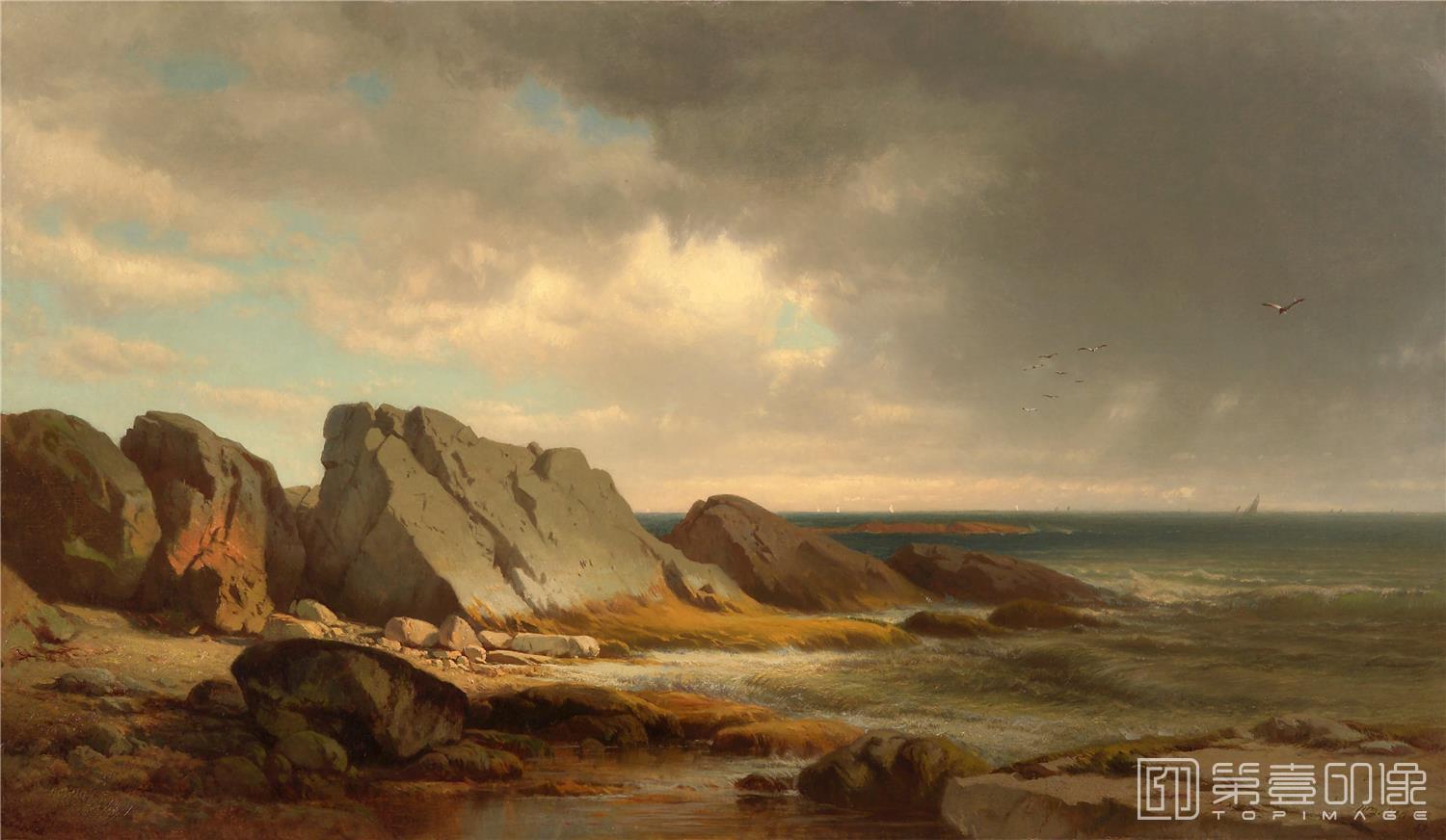 油画-美国阿特金森美术馆-William Hart-Coastal Scene, .tifWilliam Hart - Coastal Scene-479